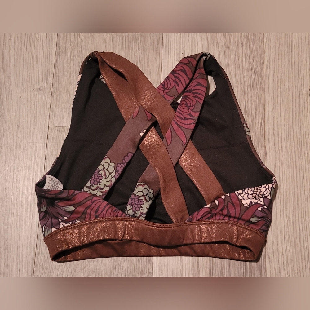 JoyLab Metallic Chrysanthemum Floral Athletic Set, Size Small (better fit XS) - Picture 4 of 16
